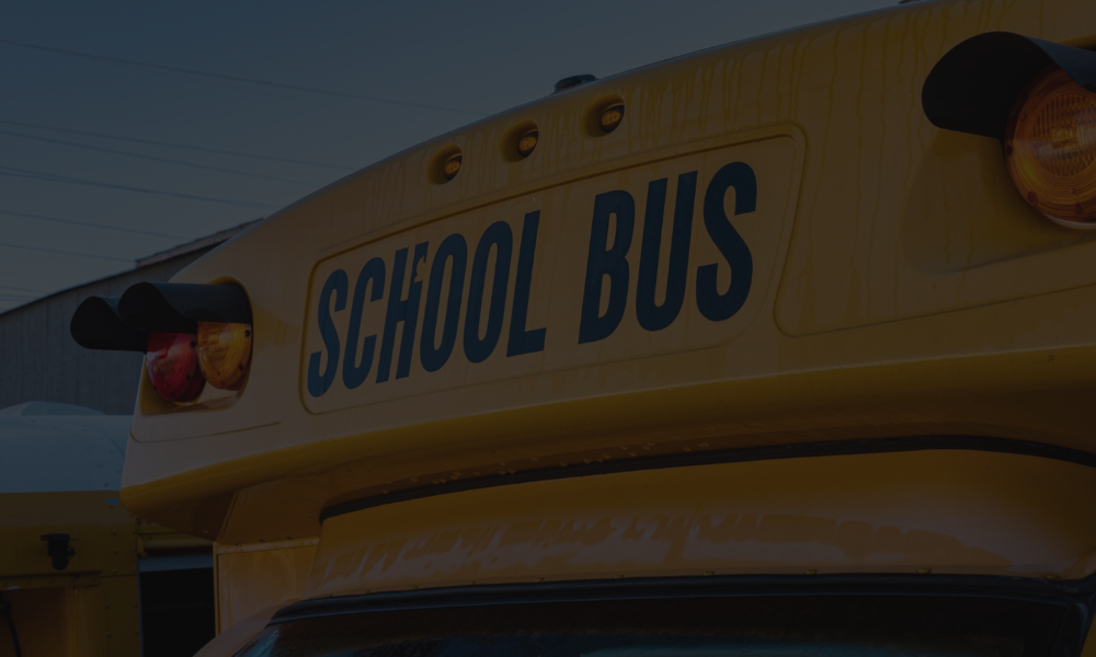 School bus label atop a Howard County school bus